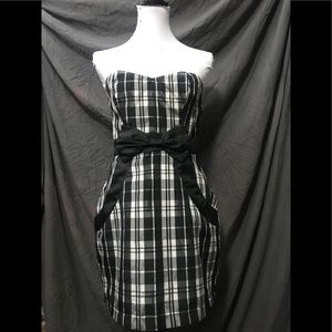 Strapless checkered dress